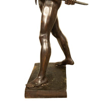Tall Antique French Academic Realism 19th Century Bronze Roman Warrior Statue Sculpture