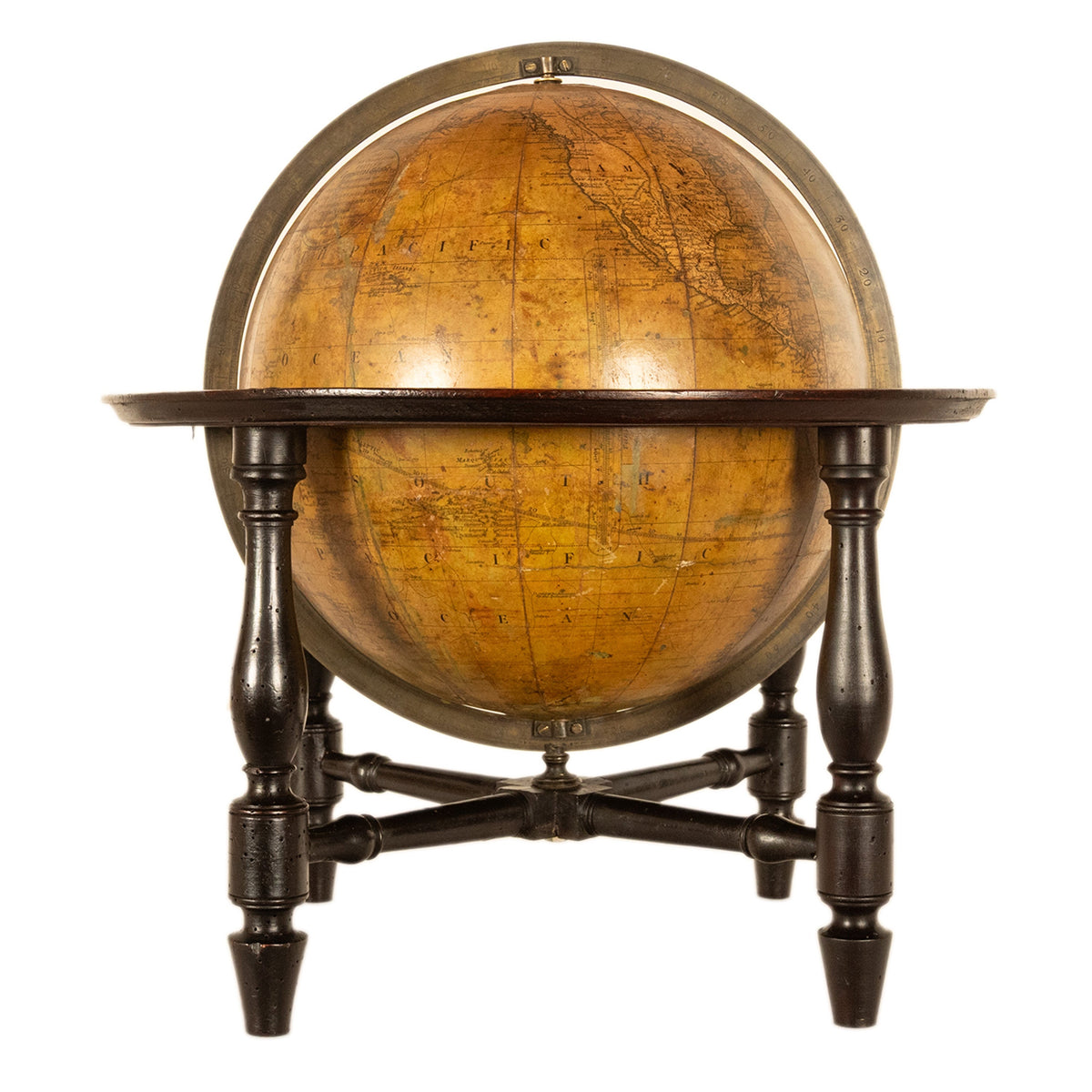 Antique Pair Georgian Terrestrial & Celestial Globes on Stands, signed  J. & W. Cary, 1802 and T. M. Bardin 1800