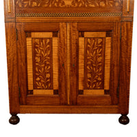 Antique 19th Century Dutch Inlaid Walnut Floral Specimen Wood Marquetry Cabinet 1860