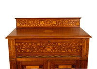 Antique 19th Century Dutch Inlaid Walnut Floral Specimen Wood Marquetry Cabinet 1860
