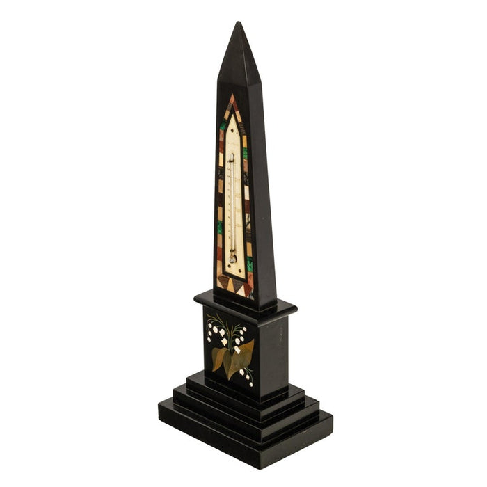 Antique Pietra Dura Marble Desk Obelisk Thermometer Ashford Blue John Derbyshire Circa 1860