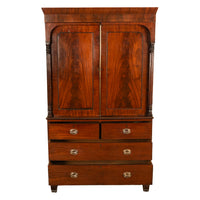 Antique 19thC Flame Mahogany Georgian Regency English Linen Press Chest 1800