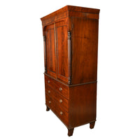 Antique 19thC Flame Mahogany Georgian Regency English Linen Press Chest 1800