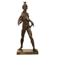 Tall Antique French Academic Realism 19th Century Bronze Roman Warrior Statue Sculpture