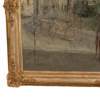 French Modernist Impressionist Paris Street Scene Oil on Canvas Painting 1969
