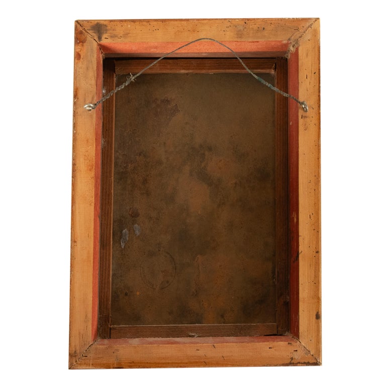 Antique 18thC Spanish Colonial Icon Painting Retablo St. Camillus & Christ 1760