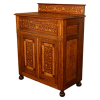 Antique 19th Century Dutch Inlaid Walnut Floral Specimen Wood Marquetry Cabinet 1860
