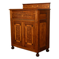 Antique 19th Century Dutch Inlaid Walnut Floral Specimen Wood Marquetry Cabinet 1860