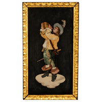 Antique Italian Grand Tour Pietra Dura Marble Picture Cavalier Musketeer 1880