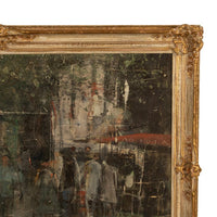 French Modernist Impressionist Paris Street Scene Oil on Canvas Painting 1969