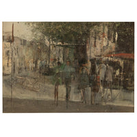 French Modernist Impressionist Paris Street Scene Oil on Canvas Painting 1969