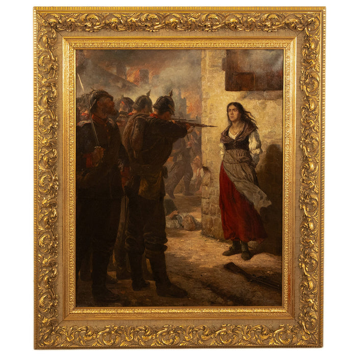 Pair French Franco-Prussian Historical Military War Propaganda Oil Paintings by Charles Louis Muller, 1870