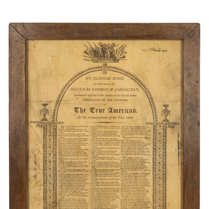 Antique Silk Broadside An Elegiac Poem Death of President George Washington 1800