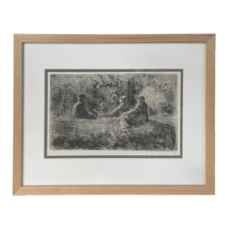 Antique French Etching Aquatint Drypoint "Epos du Dimanche dans le Bois" #5 of Edition 18 Camille Pissarro 1891