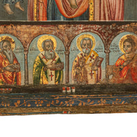 Antique 18thC Greek Orthodox Triptych Icon Virgin Mary & Saints Egg Tempera 1700
