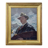 American Impressionist "Self-Portrait" Painting of Monhegan Island Maine Coast by Abraham Jacob Bogdanove, 1930