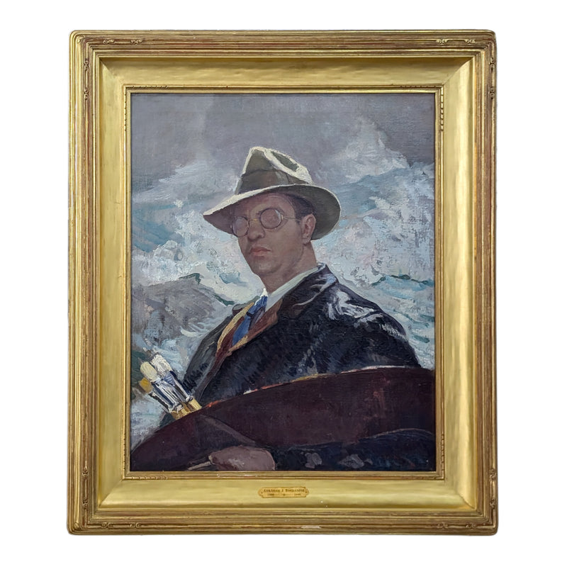 American Impressionist "Self-Portrait" Painting of Monhegan Island Maine Coast by Abraham Jacob Bogdanove, 1930