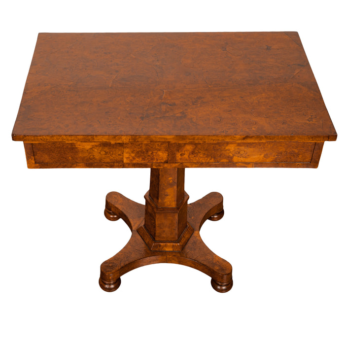 Rare Antique Burr Burl Elm Georgian Regency Two Drawer Pedestal Side Table 1825