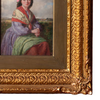Antique 19th Century Realism Landscape Portrait Oil Painting of a Beautiful Young Woman by Haynes King, 1860