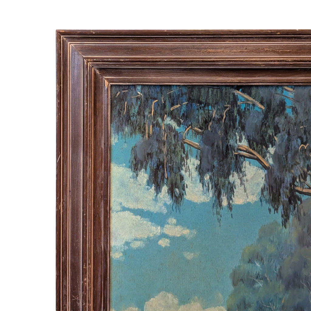 Antique American Impressionist Pastel Landscape Painting Alameda California by Edwin C. Siegfried, 1930