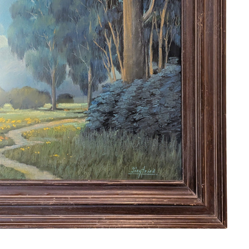 Antique American Impressionist Pastel Landscape Painting Alameda California by Edwin C. Siegfried, 1930