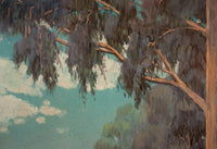 Antique American Impressionist Pastel Landscape Painting Alameda California by Edwin C. Siegfried, 1930
