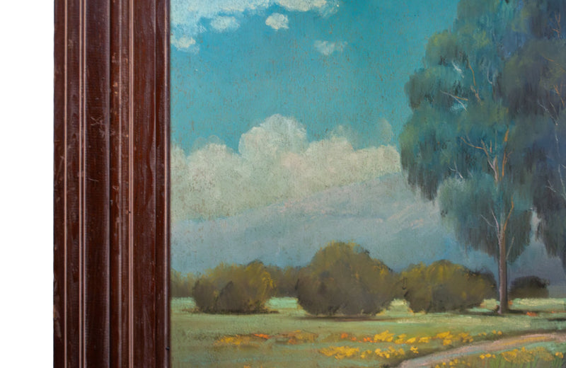 Antique American Impressionist Pastel Landscape Painting Alameda California by Edwin C. Siegfried, 1930
