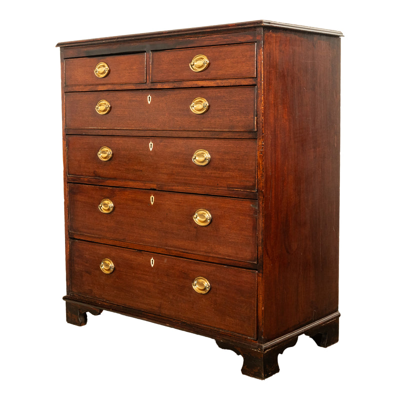 Antique 18th Century Georgian Mahogany Dresser Tall Chest of Six Drawers 1790