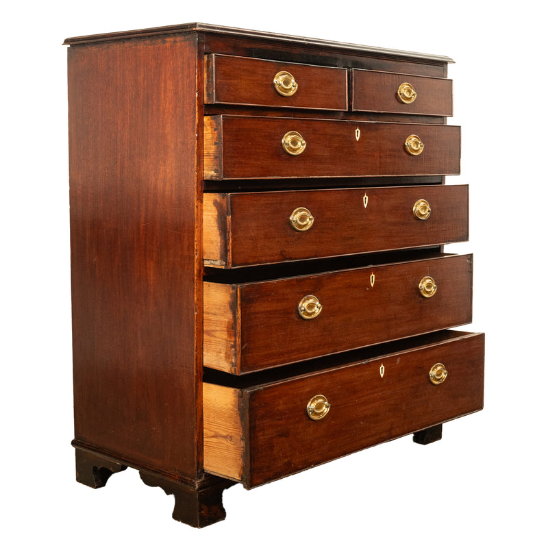 Antique 18th Century Georgian Mahogany Dresser Tall Chest of Six Drawers 1790