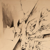 Italian Mid Century Abstract Modernist Ink & Watercolor Painting "Fragmentation"by Gio Pomodoro, 1956