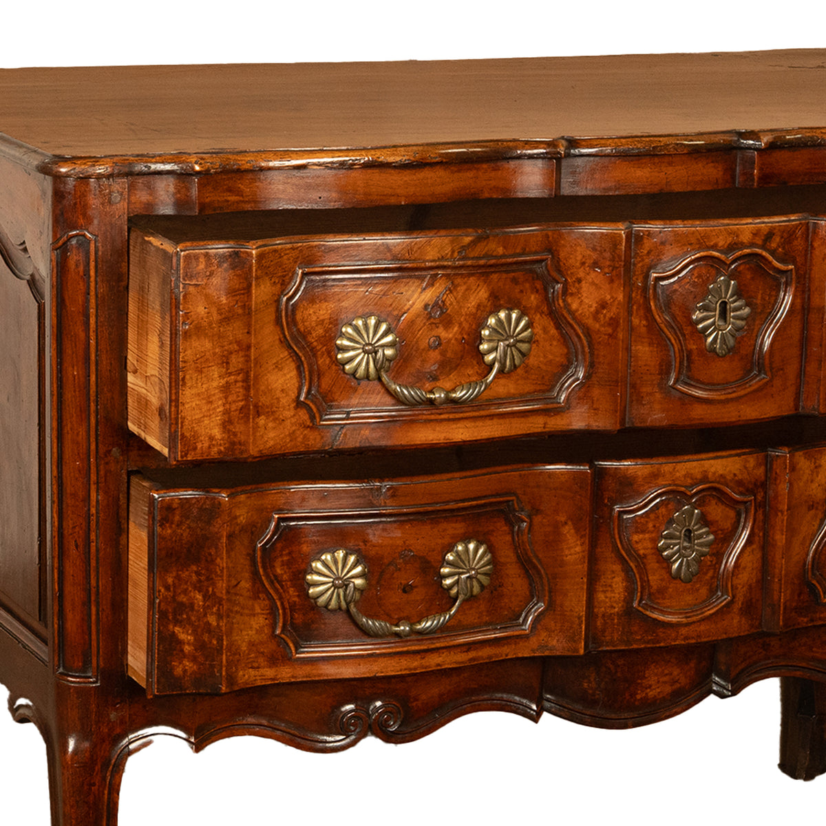 Antique 18th Century French Provincial Régence Carved Walnut Commode Chest 1760