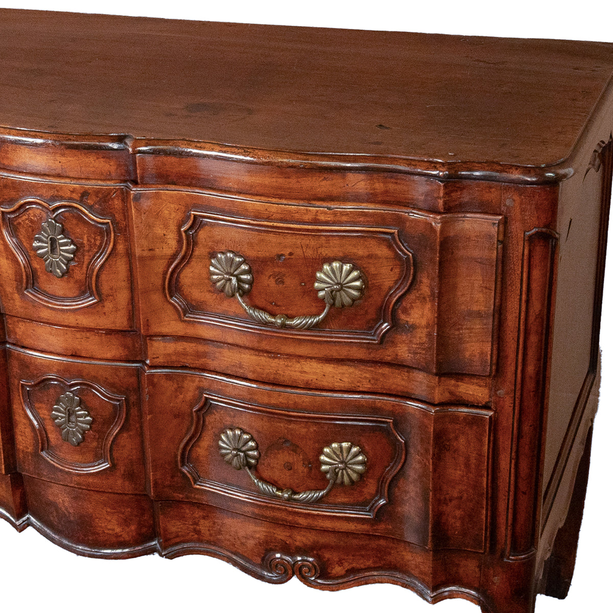 Antique 18th Century French Provincial Régence Carved Walnut Commode Chest 1760