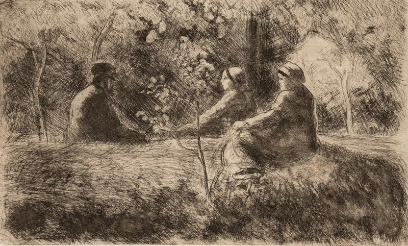 Antique French Etching Aquatint Drypoint "Epos du Dimanche dans le Bois" #5 of Edition 18 Camille Pissarro 1891