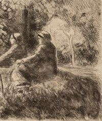 Antique French Etching Aquatint Drypoint "Epos du Dimanche dans le Bois" #5 of Edition 18 Camille Pissarro 1891