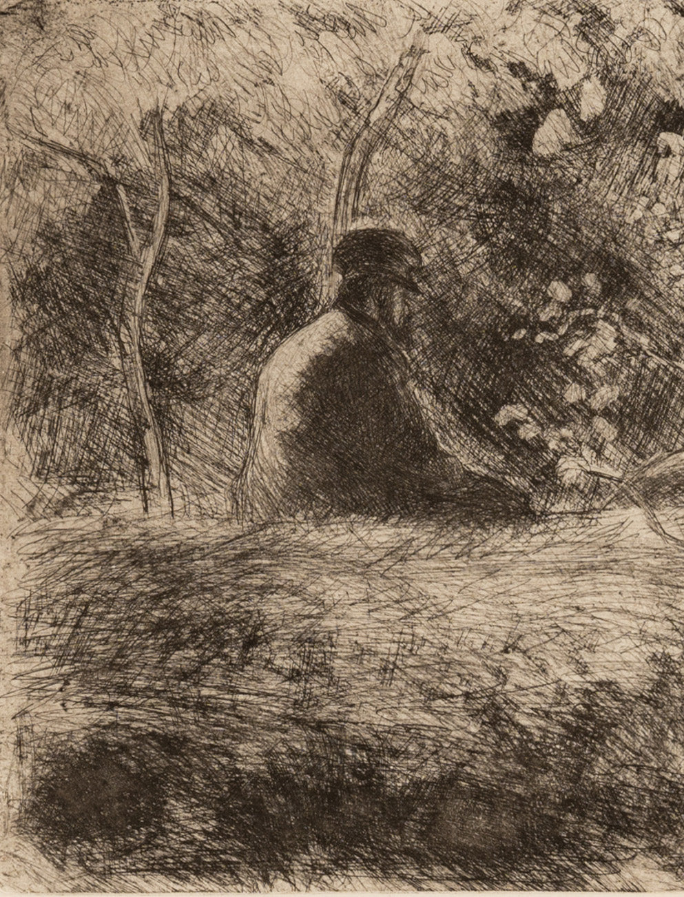 Antique French Etching Aquatint Drypoint "Epos du Dimanche dans le Bois" #5 of Edition 18 Camille Pissarro 1891