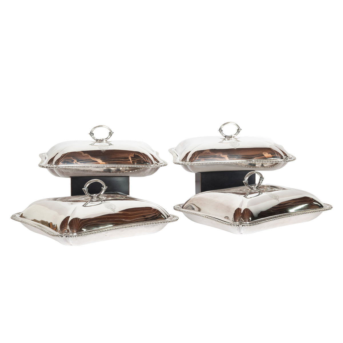 Set Four Georgian Sterling Silver Entree Dishes by Fogelberg & Gilbert London Royal Family 1792