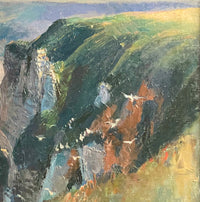 Antique French School Oil Painting on Canvas Cliffs at Etretat Normandy France  by Raimond Louis Lecourt  1910