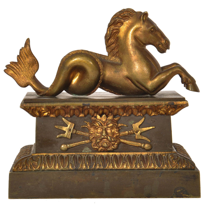 Antique French Grand Tour Bronze Statue Hippocampus Seahorse Desk Ornament 1820