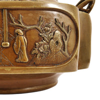 A good & large antique Meiji period Japanese bronze brazier, koro or handwarmer