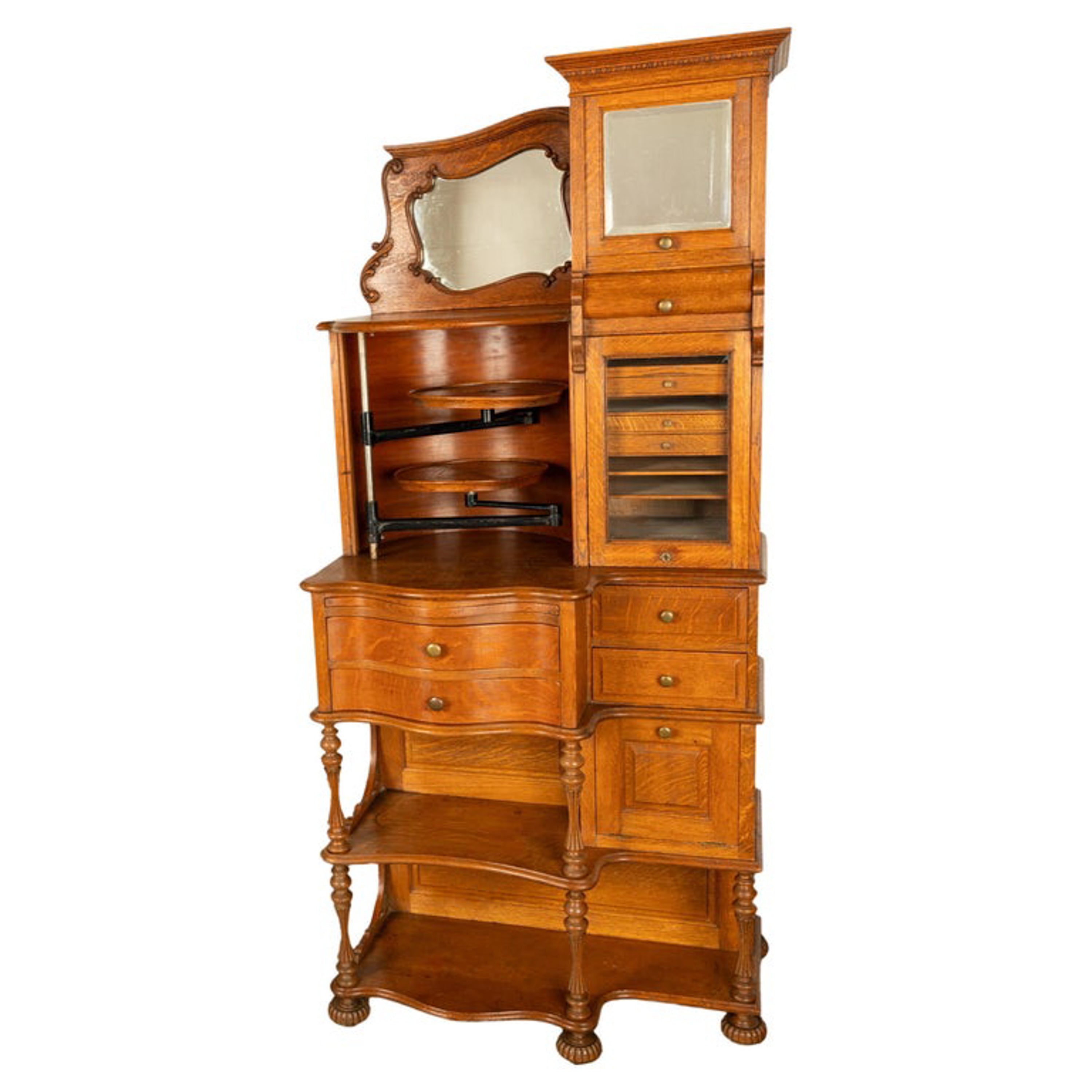 ロバートレイクス　ヴィンテージ　アンティーク Antique American Ransom & Randolph # 65 Carved Oak Dental Cabinet