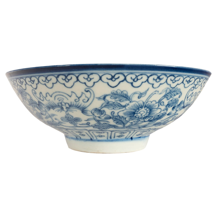 Antique Chinese 18thC Style Qianlong Qing Dynasty Blue White Porcelain Bowl 1880