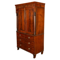 Antique 19thC Flame Mahogany Georgian Regency English Linen Press Chest 1800