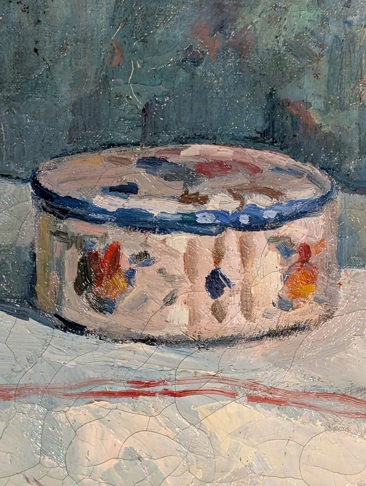 French Normandy School Post-Impressionist Oil on Canvas Still Life Flowers Fruit by Franck Innocent, 1941