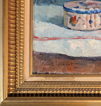 French Normandy School Post-Impressionist Oil on Canvas Still Life Flowers Fruit by Franck Innocent, 1941