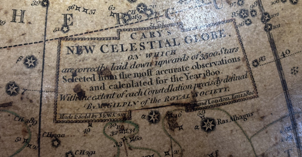 Antique Pair Georgian Terrestrial & Celestial Globes on Stands, signed  J. & W. Cary, 1802 and T. M. Bardin 1800