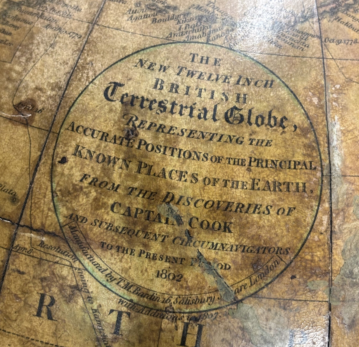 Antique Pair Georgian Terrestrial & Celestial Globes on Stands, signed  J. & W. Cary, 1802 and T. M. Bardin 1800