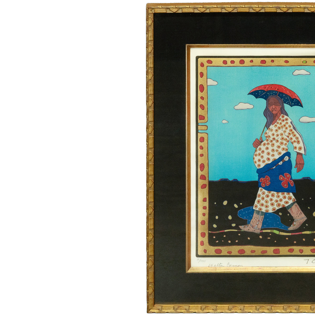 Native American Kiowa/Caddo Peoples Woodcut in Colors "New Indian Art" Pop Art