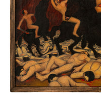 Oil Painting Puerto Rican Outsider Latin American Art "Horsemen of Apocalypse" by Juan De Prey, 1932