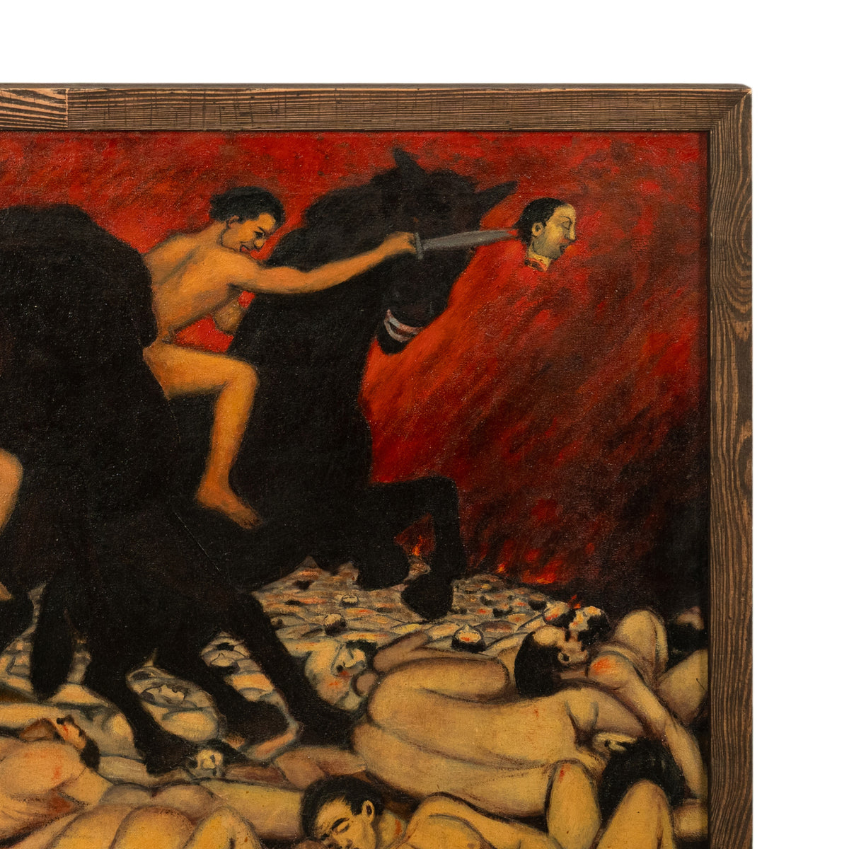 Oil Painting Puerto Rican Outsider Latin American Art "Horsemen of Apocalypse" by Juan De Prey, 1932