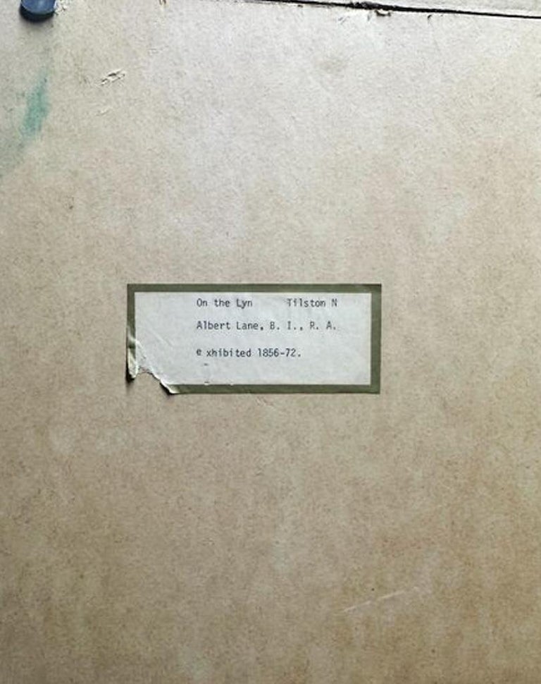 Large Antique English 19thC Oil Painting River Lyn Landscape Barnstaple Devon by Albert Lane, 1860